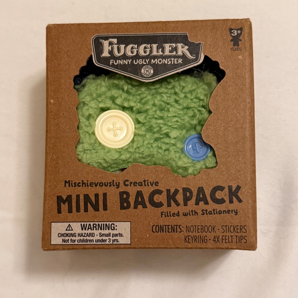 Fuggler Mini Backpack Kids OS Green New Stationery Set Funny Ugly Monster